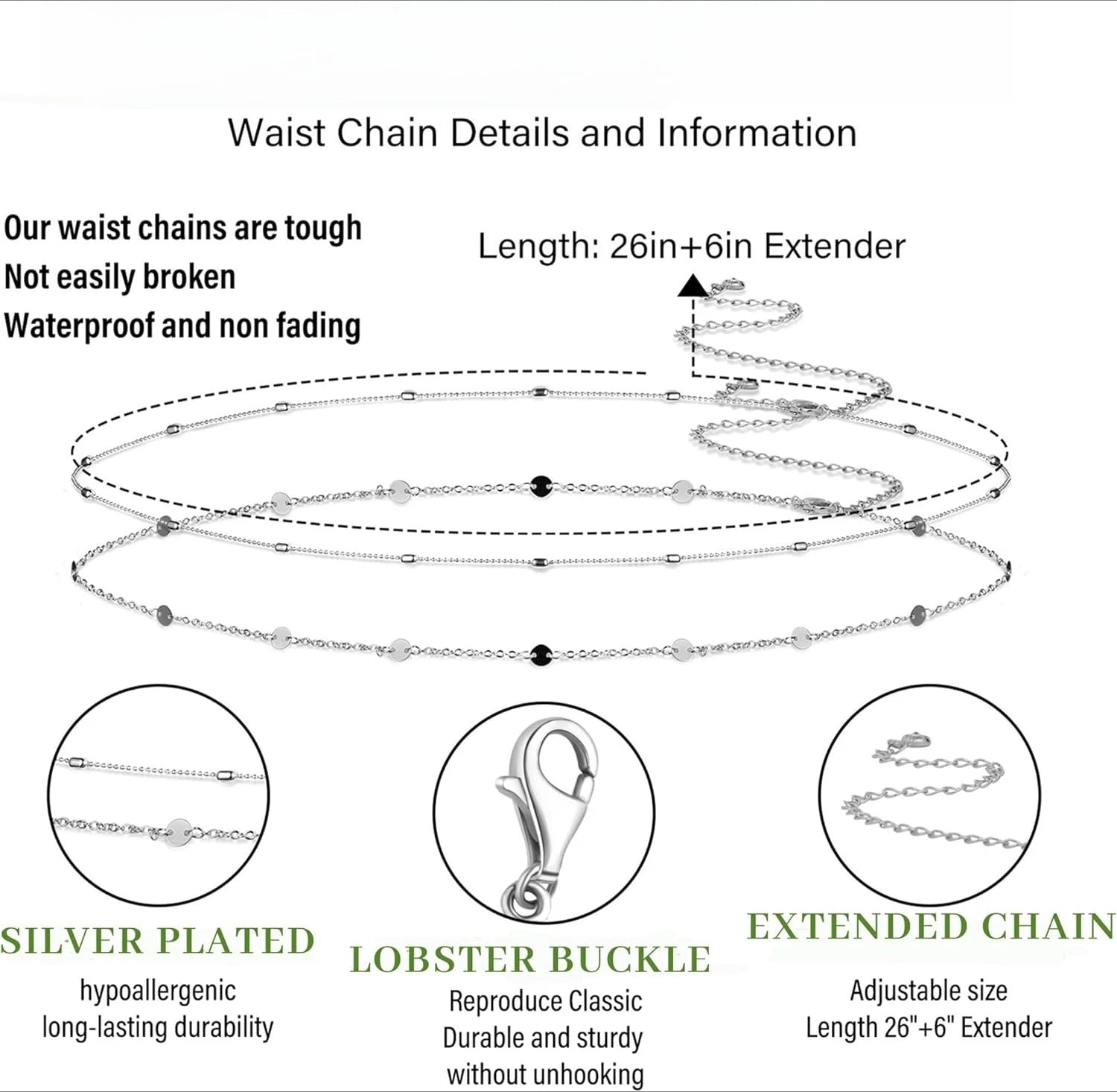 Women Waterproof Body Chain